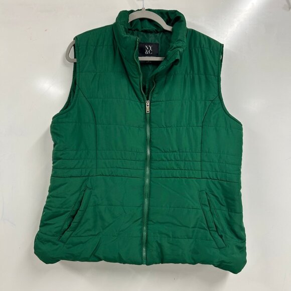 New York & Company Jackets & Blazers - 0416 NY&C Green Puffer Vest Quilted Zip-Up Sleeveless Jacket • Winter Layering